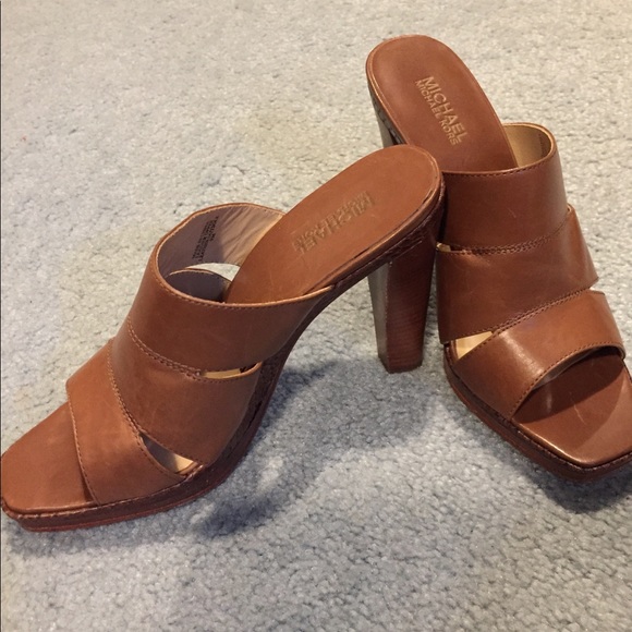 Vintage Michael Kors Leather Heeled Sandal Slides — US 9 - Picture 1 of 8